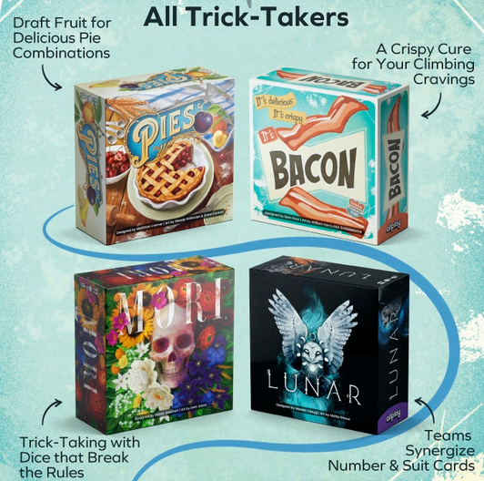 BoardGameTables.com Launches Kickstarter Campaign for Four New Card Games: Pies, Mori, Lunar, Bacon